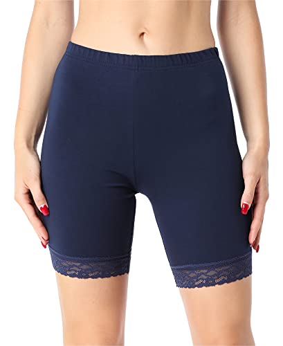 Bellivalini Damen Kurze Leggings aus Bio-Baumwolle mit Spitze für Tunika BLV50-225 (Dunkelblau, L) von Bellivalini