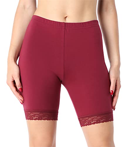 Bellivalini Damen Kurze Leggings aus Bio-Baumwolle mit Spitze für Tunika BLV50-225 (Weinrot, L) von Bellivalini