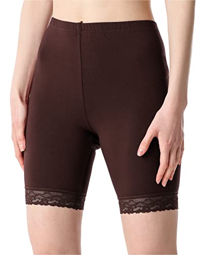 Bellivalini Damen Kurze Leggings aus Viskose mit Spitze BLV50-216 (Braun, M) von Bellivalini