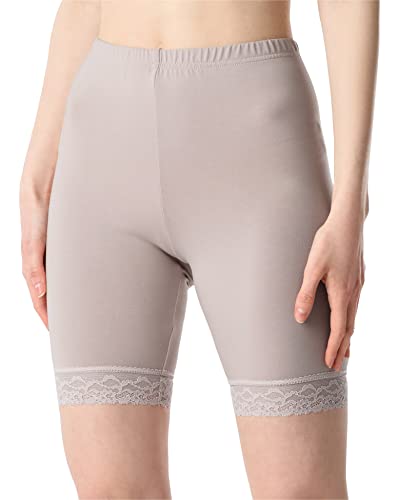 Bellivalini Damen Kurze Leggings aus Viskose mit Spitze BLV50-216 (Caffelatte, L) von Bellivalini