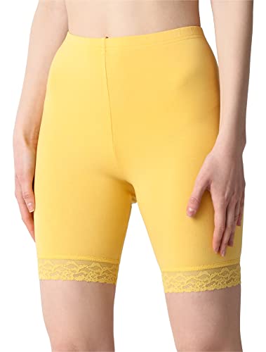 Bellivalini Damen Kurze Leggings aus Viskose mit Spitze BLV50-216 (Gelb, 3XL) von Bellivalini