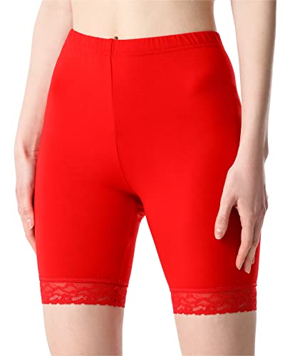 Bellivalini Damen Kurze Leggings aus Viskose mit Spitze BLV50-216 (Rot, 4XL) von Bellivalini