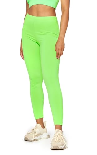 Bellivalini Damen Lange Leggings Neon 80er Jahre Sport Gym Joggen Tanz BLV50-294 (Neon Grün, XL) von Bellivalini