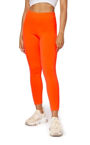 Bellivalini Damen Lange Leggings Neon 80er Jahre Sport Gym Joggen Tanz BLV50-294 (Neon Orange, L) von Bellivalini