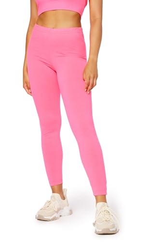 Bellivalini Damen Lange Leggings Neon 80er Jahre Sport Gym Joggen Tanz BLV50-294 (Rosa, L) von Bellivalini