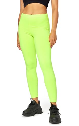 Bellivalini Damen Lange Leggings Neon 80er Jahre für Sport Party Gym BLV50-293 (Neon Gelb, 3XL) von Bellivalini