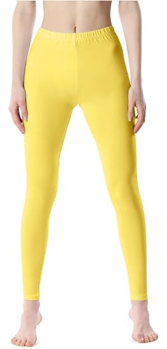 Bellivalini Damen Lange Leggings aus Baumwolle BLV50-155 (Gelb, S) von Bellivalini