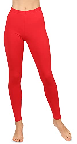 Bellivalini Damen Lange Leggings aus Baumwolle BLV50-155 (Rot, L) von Bellivalini