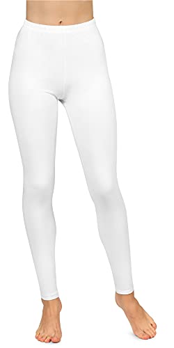 Bellivalini Damen Lange Leggings aus Baumwolle BLV50-155 (Weiß, L) von Bellivalini