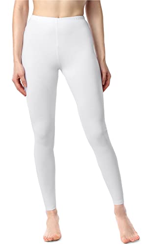 Bellivalini Damen Lange Leggings aus Bio-Baumwolle BLV50-183 (Weiß, 3XL) von Bellivalini