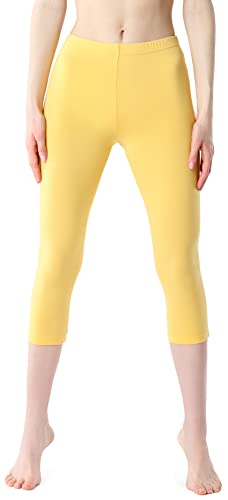 Bellivalini Damen Leggings 3/4 aus Viskose BLV50-204 (Gelb, M) von Bellivalini