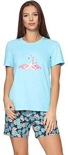 Bellivalini Damen Schlafanzug BLV50-160 (Türkis Flamingos, XXL) von Bellivalini