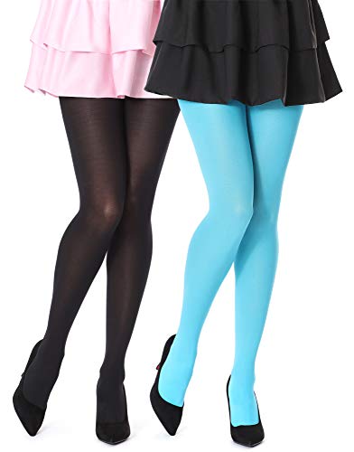 Bellivalini Damen Strumpfhose Mikrofaser 2 Pack 100 DEN BLVFI1003 (Schwarz/Türkis (2Pack), L (Herstellergröße: 4)) von Bellivalini