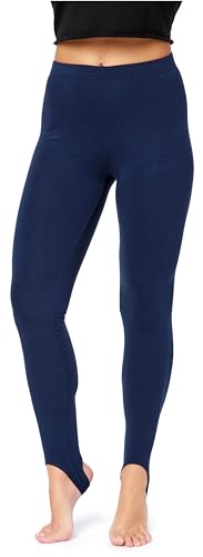 Bellivalini Damen Thermo Leggings Gefüttert mit Fußschlaufe für Winter Warme Apre Ski BLV50-321 (Marineblau, L) von Bellivalini