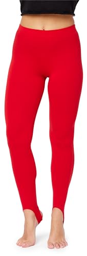 Bellivalini Damen Thermo Leggings Gefüttert mit Fußschlaufe für Winter Warme Apre Ski BLV50-321 (Rot, M) von Bellivalini