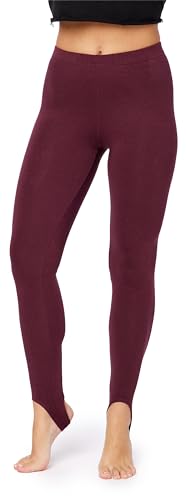 Bellivalini Damen Thermo Leggings Gefüttert mit Fußschlaufe für Winter Warme Apre Ski BLV50-321 (Weinrot, L) von Bellivalini