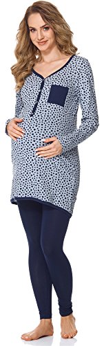 Bellivalini Damen Umstands Pyjama mit Stillfunktion BLV50-125 (Melange Sternen/Marineblau, XL) von Bellivalini