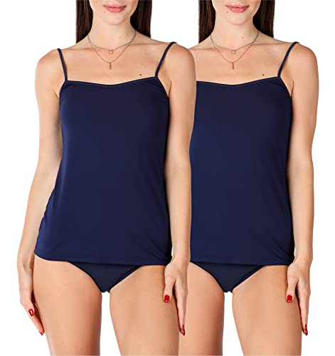 Bellivalini Damen Unterhemd aus Viskose BLV50-218 (2er-Pack: Dunkelblau, S) von Bellivalini
