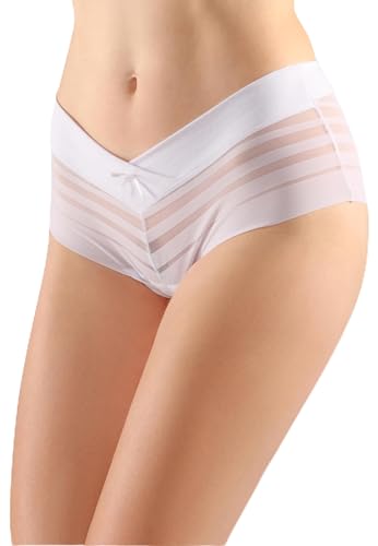 Bellivalini Damen Unterhose Hipster Hot Pants mit Spitze Unterwäsche Blumen Muster BLV-GAB-155 (Weiß-2, M) von Bellivalini