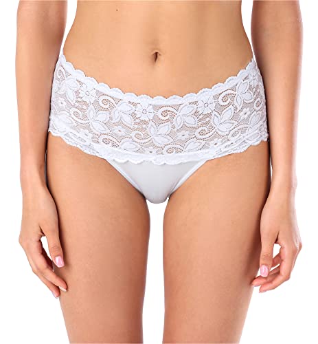 Bellivalini Damen Unterwäsche Frauen Pantys Baumwolle Slips mit Spitze BLV50-188 (Weiß, XXL) von Bellivalini
