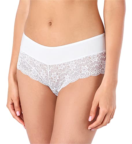 Bellivalini Damen Unterwäsche Unterhose aus Baumwolle Panty mit Spitze BLV50-187 (Weiß, M) von Bellivalini