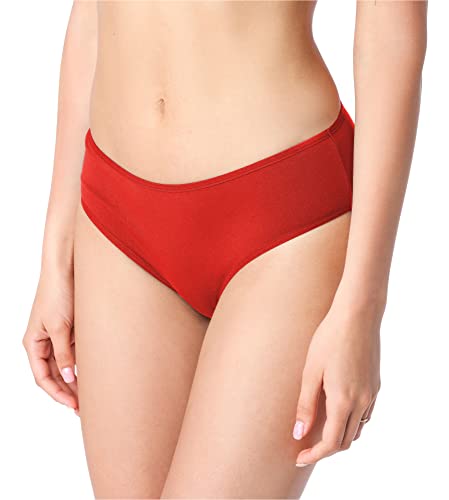 Bellivalini Damen Elegant Unterwäsche Unterhose aus Baumwolle Slip glatt Panties BLV50-201 (Rot, XL) von Bellivalini