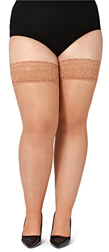 Bellivalini Damen halterlose Strümpfe mit Spitze Plus Size 20 DEN BLV-1126 (Amber, 3XL) von Bellivalini