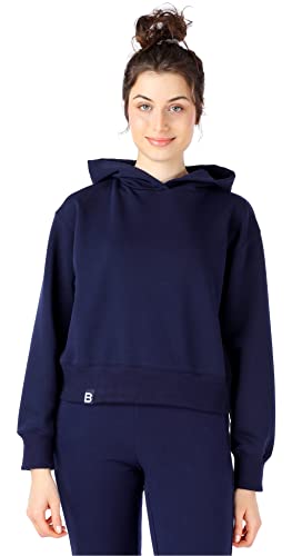 Bellivalini Kapuzenpullover kurz Damen Sportanzug Oberteil Jogging Pullover BLV208 (Dunkelblau, M) von Bellivalini