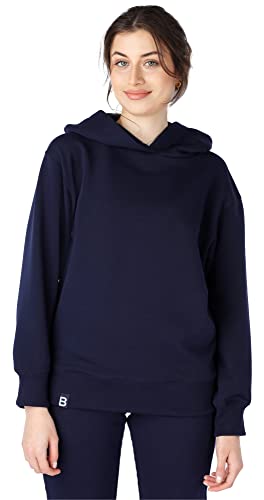 Bellivalini Kapuzenpullover lang Damen Hoodie Sportanzug Oberteil Jogging Pullover BLV210(Dunkelblau, M) von Bellivalini