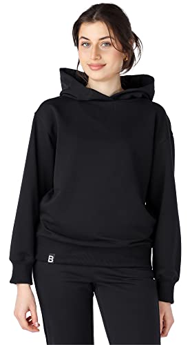 Bellivalini Kapuzenpullover lang Damen Hoodie Sportanzug Oberteil Jogging Pullover BLV210(Schwarz, XS) von Bellivalini