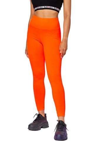 Bellivalini Leggings Damen High Waist Neon Lange 80er Jahre Sport Party Gym Tanz BLV50-295 (Neon Orange, L) von Bellivalini