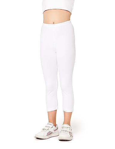 Bellivalini Mädchen 3/4 Capri Leggings aus Baumwolle BLV50-280 (Weiß, 110) von Bellivalini