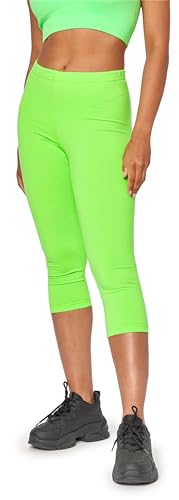 Bellivalini Neon Leggings Damen 3/4, Gym Leggings Damen, Knallige Hosen Damen ideal als Festival Outfit Damen oder Teil von einem 80er Jahre Outfit Damen BLV50-300 (Neon Grün, L) von Bellivalini