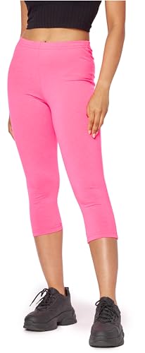 Bellivalini Neon Leggings Damen 3/4 mit Naht, Gym Damen Leggings, Knallige Hosen ideal als Festival Outfit oder Teil von einem 80er Jahre Outfit BLV50-302 (Rosa, S) von Bellivalini