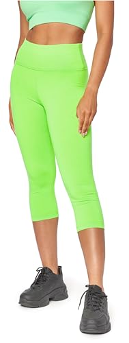 Bellivalini Neon Leggings Damen High Waist 3/4, Gym Leggings Damen, Knallige Hosen Damen ideal als Festival Outfit Damen oder Teil von einem 80er Jahre Outfit Damen BLV50-298 (Neon Grün, M) von Bellivalini