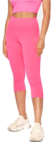 Bellivalini Neon Leggings Damen High Waist 3/4, Gym Leggings Damen, Knallige Hosen Damen ideal als Festival Outfit Damen oder Teil von einem 80er Jahre Outfit Damen BLV50-298 (Rosa, M) von Bellivalini