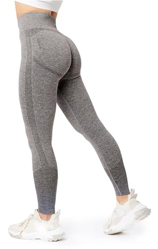 Bellivalini Sport Leggings Damen High Waist Push Up Scrunch Fitness Seamless Figurformend BLV50-254 (Graphite Melange, L) von Bellivalini