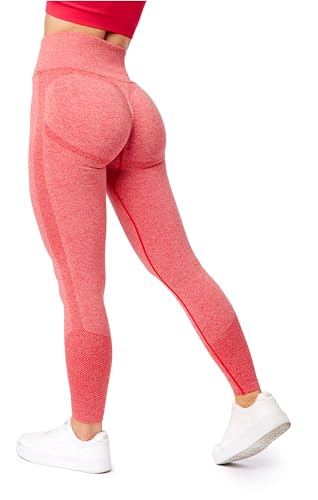 Bellivalini Sport Leggings Damen High Waist Push Up Scrunch Fitness Seamless Figurformend BLV50-254 (Rosa Melange, S) von Bellivalini