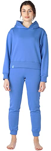 Bellivalini Sportanzug Damen Jogginganzug aus Baumwolle Zweiteiler Lange Ärmel BLV222 (Blau, XXL) von Bellivalini