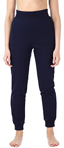 Bellivalini Sporthose Damen aus Baumwolle Jogginghose lang hohe Taille mit Taschen BLV50-209 (Dunkelblau, L) von Bellivalini