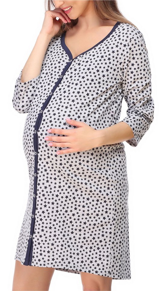 Bellivalini Umstandsnachthemd Damen Umstands Nachthemd 3/4 Arm mit Stillfunktion BLV50-115 (1-tlg) von Bellivalini