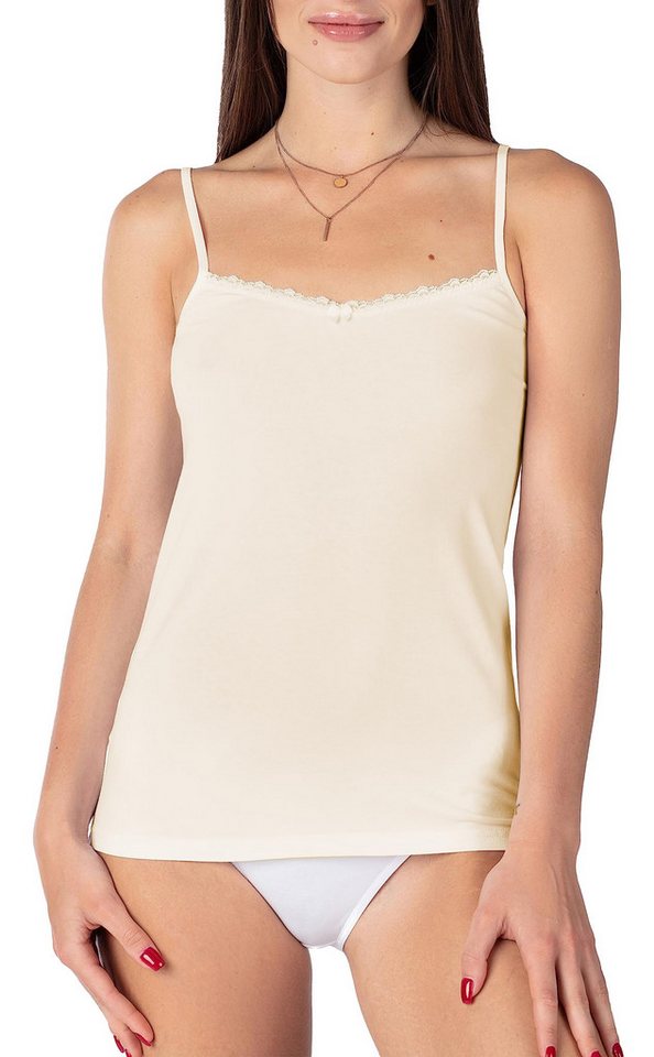 Bellivalini Unterhemd Damen Unterhemd aus Baumwolle mit Spitze BLV50-221 von Bellivalini