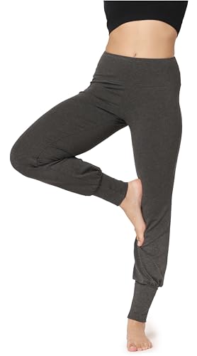 Bellivalini Yoga Hose Damen Lang Haremshose Bequeme Sommerhose Damen Leicht Freizeithose Trainingshose BLV50-278 (Dunkelmelange, XS) von Bellivalini