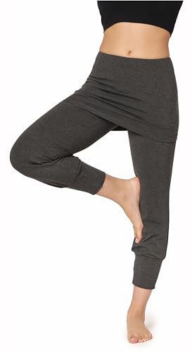 Bellivalini Yoga-Hose mit Rock 3/4 Trainingshose Yogahose Damen leichte Jogginghose aus Viskose BLV50-276 (Dunkelmelange, L) von Bellivalini