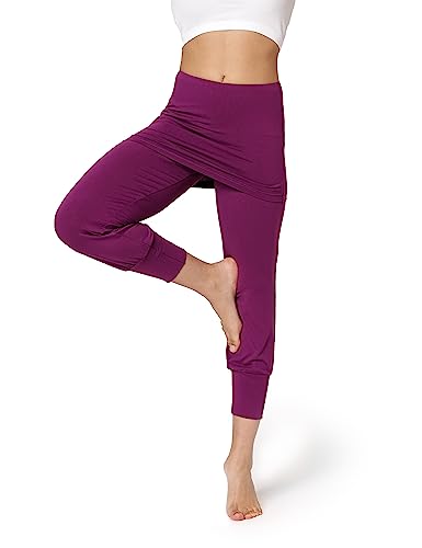 Bellivalini Yoga-Hose mit Rock 3/4 Trainingshose Yogahose Damen leichte Jogginghose aus Viskose BLV50-276 (Fuchsia, 3XL) von Bellivalini