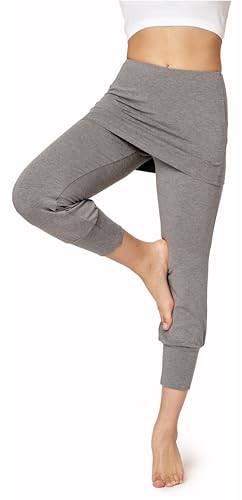 Bellivalini Yoga-Hose mit Rock 3/4 Trainingshose Yogahose Damen leichte Jogginghose aus Viskose BLV50-276 (Medium Melange, M) von Bellivalini