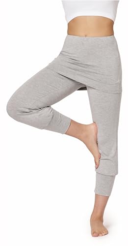 Bellivalini Yoga-Hose mit Rock 3/4 Trainingshose Yogahose Damen leichte Jogginghose aus Viskose BLV50-276 (Melange, M) von Bellivalini