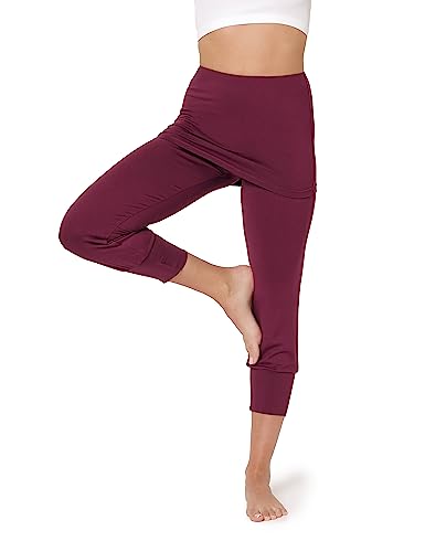 Bellivalini Yoga-Hose mit Rock 3/4 Trainingshose Yogahose Damen leichte Jogginghose aus Viskose BLV50-276 (Weinrot, 3XL) von Bellivalini