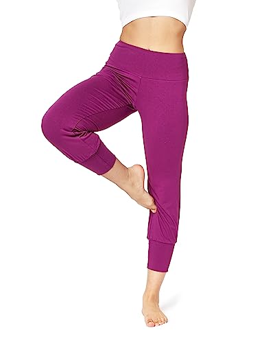 Bellivalini Yoga Leggings Haremshose Damen 3/4 Stoffhose Capri Trainingshose BLV50-283(Fuchsia, XS) von Bellivalini