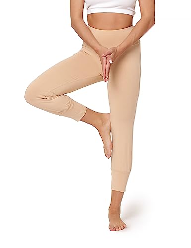 Bellivalini Yoga Leggings Haremshose Damen 3/4 Stoffhose Capri Trainingshose BLV50-283(Nude, S) von Bellivalini